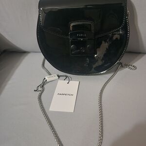 Furla Glossy Black Crossbody Bag